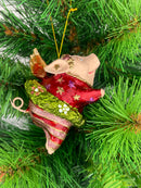 Christbaumschmuck Figur "Ballerina-Schwein mit Flügeln" Hänger Weihnachten grün-rot 8,5 cm hoch