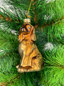 Christbaumschmuck Deko Weihnachten Anhänger Hund Weihnachten aus Glas braun H/B/T: 9/5,5/4cm