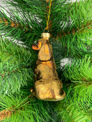 Christbaumschmuck Deko Weihnachten Anhänger Hund Weihnachten aus Glas braun H/B/T: 9/5,5/4cm
