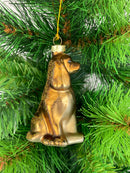 Christbaumschmuck Deko Weihnachten Anhänger Hund Weihnachten aus Glas braun H/B/T: 9/5,5/4cm