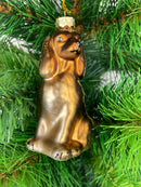 Christbaumschmuck Deko Weihnachten Anhänger Hund Weihnachten aus Glas braun H/B/T: 9/5,5/4cm