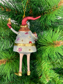 Weihnachtsmann Gabenträger dick Weihnachten Baumschmuck Figur Deko Hänger Christbaumschmuck 13 cm Gold mit Stern und Geschenk