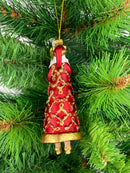 Baumschmuck Weihnachtsmann in langem rot goldenen Mantel Anhänger mit Geschenk 13,5 cm