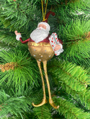 Weihnachtsmann Gabenträger Weihnachten Baumschmuck Figur Deko Anhänger Ornament Christbaumschmuck 16 cm rot-gold mit Geschenk