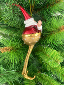 Weihnachtsmann Gabenträger Weihnachten Baumschmuck Figur Deko Anhänger Ornament Christbaumschmuck 16 cm rot-gold mit Geschenk