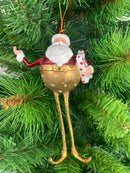 Weihnachtsmann Gabenträger Weihnachten Baumschmuck Figur Deko Anhänger Ornament Christbaumschmuck 16 cm rot-gold mit Geschenk