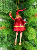 Weihnachtsmann Gabenträger dick Weihnachten Baumschmuck Figur Deko Hänger Christbaumschmuck 13 cm Rot Gold mit Stern und Geschenk