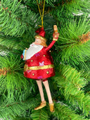 Weihnachtsmann Gabenträger dick Weihnachten Baumschmuck Figur Deko Hänger Christbaumschmuck 13 cm Rot Gold mit Stern und Geschenk