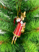 Weihnachtsmann Gabenträger Weihnachten Baumschmuck Figur Deko Hänger Christbaumschmuck 12 cm Rot Gold mit Stern und Säckchen