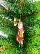Weihnachtsmann Gabenträger Weihnachten Baumschmuck Figur Deko Hänger Christbaumschmuck 12 cm Rot Gold mit Stern und Säckchen