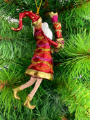 Baumschmuck Weihnachtsmann in einem roten Mantel und Geschenken 15 cm rot-gold Ornament Christbaumschmuck