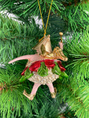 Christbaumschmuck Figur Dicke Elfe mini Fee gold-rot-grün Hänger Weihnachten 8cm