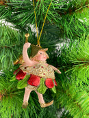 Christbaumschmuck Figur Dicke Elfe mini Fee gold-rot-grün Hänger Weihnachten 8cm