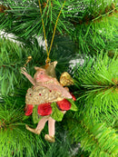 Christbaumschmuck Figur Dicke Elfe mini Fee gold-rot-grün Hänger Weihnachten 8cm