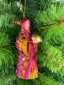 Zauberin Hexe Weihnachten Baumschmuck Figur Deko Hänger Christbaumschmuck 12 cm rot-gold