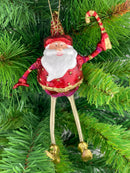 Baumschmuck Weihnachtsmann mit langen Beinen und Stab Christbaumschmuck Weihnachten Ornament 16 cm rot-gold