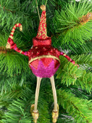 Baumschmuck Weihnachtsmann mit langen Beinen und Stab Christbaumschmuck Weihnachten Ornament 16 cm rot-gold