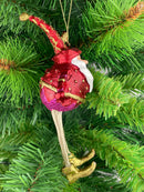 Baumschmuck Weihnachtsmann mit langen Beinen und Stab Christbaumschmuck Weihnachten Ornament 16 cm rot-gold