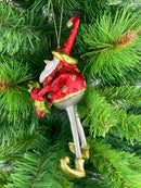 Weihnachtsmann Gabenträger Weihnachten Baumschmuck Figur Deko Anhänger Ornament Christbaumschmuck 16 cm rot mit Kranz