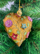 Christbaumschmuck Figur Deko Herz breit kupfer Blumen Hänger Weihnachten Handarbeit 10,5cm hoch