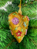 Christbaumschmuck Figur Deko Herz breit kupfer Blumen Hänger Weihnachten Handarbeit 10,5cm hoch