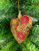 Hänger Christbaumschmuck Figur Deko Herz breit kupfer-rot-gold blumig Weihnachten Handarbeit 10,5cm hoch