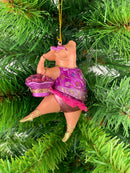 Christbaumschmuck Figur "Schwein" Hänger Weihnachten pink-gold 11 cm