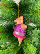 Christbaumschmuck Figur "Schwein" Hänger Weihnachten pink-gold 11 cm