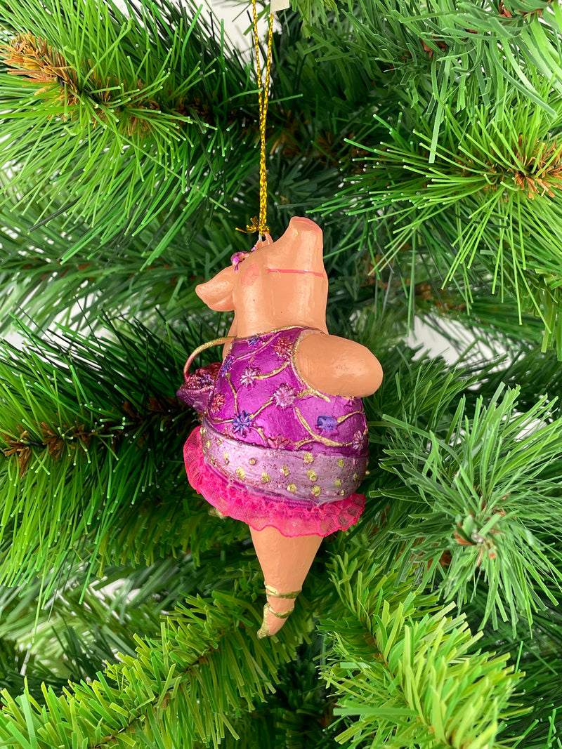 Christbaumschmuck Figur "Schwein" Hänger Weihnachten pink-gold 11 cm