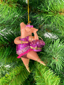 Christbaumschmuck Figur "Schwein" Hänger Weihnachten pink-gold 11 cm