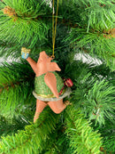 Christbaumschmuck Figur "Schwein" Hänger grün-gold Hänger 11 cm