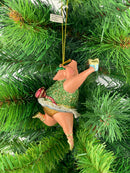Christbaumschmuck Figur "Schwein" Hänger grün-gold Hänger 11 cm