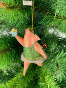 Christbaumschmuck Figur "Schwein" Hänger grün-gold Hänger 11 cm