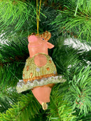 Christbaumschmuck Figur "Schwein" Hänger Weihnachten hellgrün-silber 11 cm