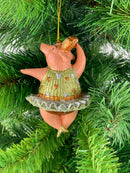 Christbaumschmuck Figur "Schwein" Hänger Weihnachten hellgrün-silber 11 cm