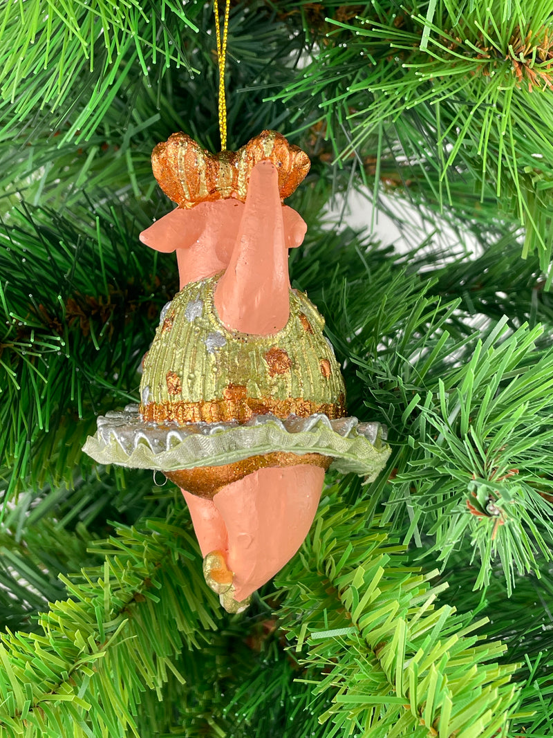 Christbaumschmuck Figur "Schwein" Hänger Weihnachten hellgrün-silber 11 cm