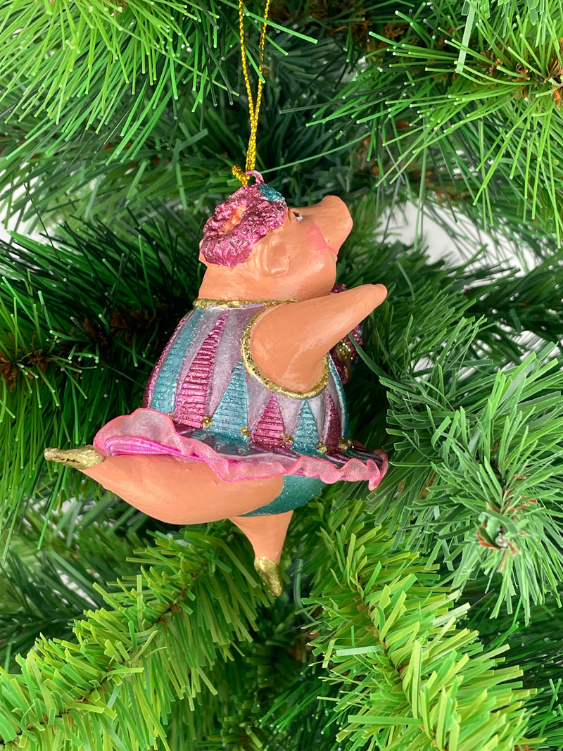 Christbaumschmuck Figur "Schwein" Hänger flieder-hellblau Weihnachten 11 cm