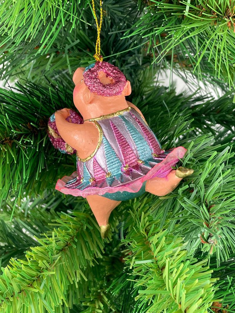 Christbaumschmuck Figur "Schwein" Hänger flieder-hellblau Weihnachten 11 cm
