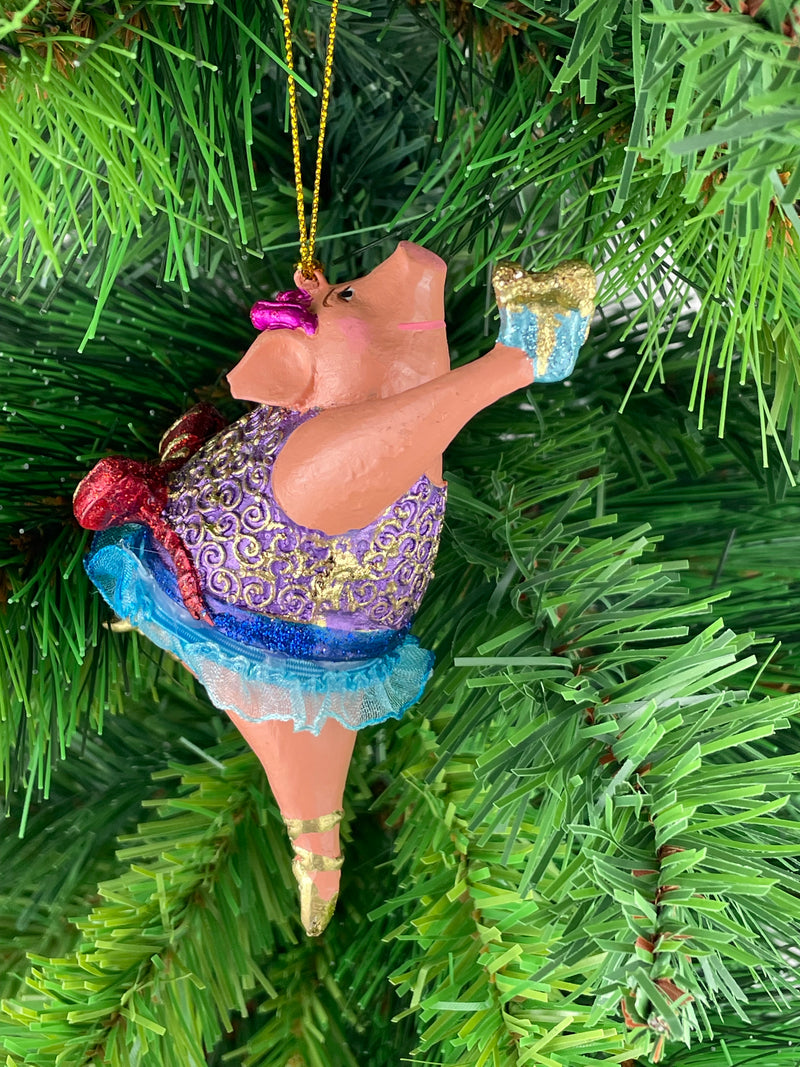 Christbaumschmuck Figur "Schwein" Hänger lila-blau Hänger 11 cm