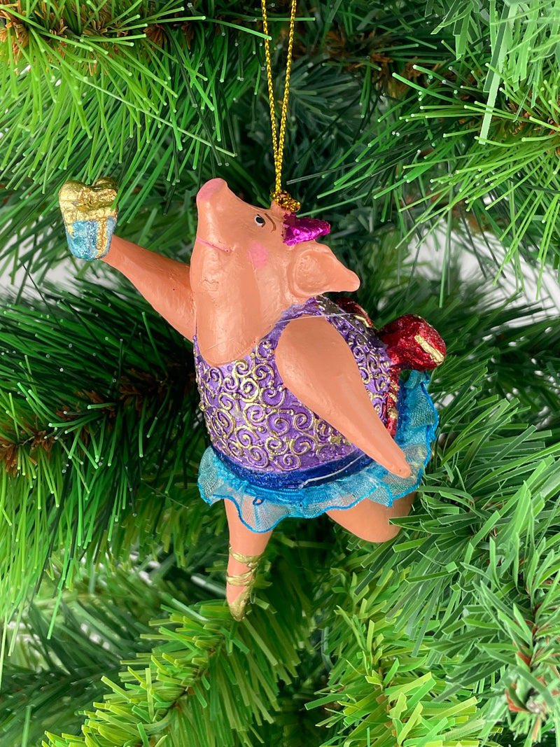 Christbaumschmuck Figur "Schwein" Hänger lila-blau Hänger 11 cm