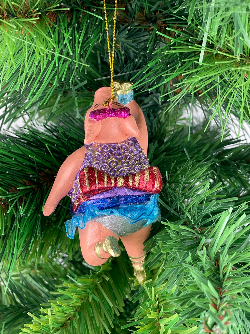 Christbaumschmuck Figur "Schwein" Hänger lila-blau Hänger 11 cm