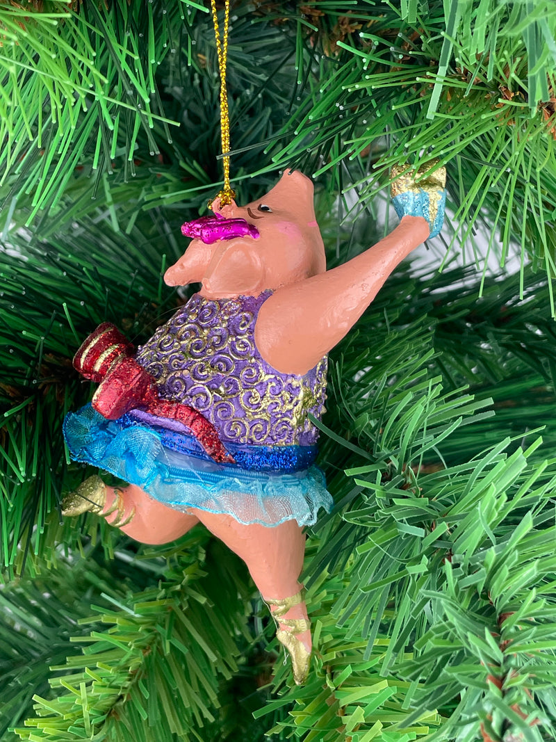 Christbaumschmuck Figur "Schwein" Hänger lila-blau Hänger 11 cm