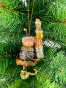 Kleiner Weihnachtsmann Elf Gabenträger Weihnachten Deko Anhänger Christbaumschmuck 11 cm braun-kupfer-gold mit Geschenken