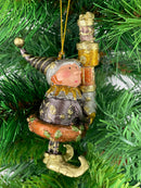 Kleiner Weihnachtsmann Elf Gabenträger Weihnachten Deko Anhänger Christbaumschmuck 11 cm braun-kupfer-gold mit Geschenken