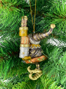 Kleiner Weihnachtsmann Elf Gabenträger Weihnachten Deko Anhänger Christbaumschmuck 11 cm braun-kupfer-gold mit Geschenken