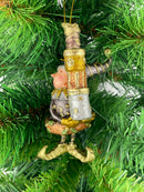 Kleiner Weihnachtsmann Elf Gabenträger Weihnachten Deko Anhänger Christbaumschmuck 11 cm braun-kupfer-gold mit Geschenken
