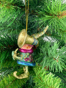 Kleiner Weihnachtsmann Elf Gabenträger Weihnachten Deko Hänger Christbaumschmuck 10,5 cm grün-Gold mit Tuba