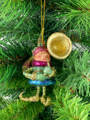 Kleiner Weihnachtsmann Elf Gabenträger Weihnachten Deko Hänger Christbaumschmuck 10,5 cm grün-Gold mit Tuba