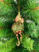 Christbaumschmuck Figur Harlekin Hofnarr Deko Hänger grün rot gold 13cm hoch