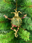 Christbaumschmuck Figur Harlekin Hofnarr Deko Hänger grün rot gold 13cm hoch